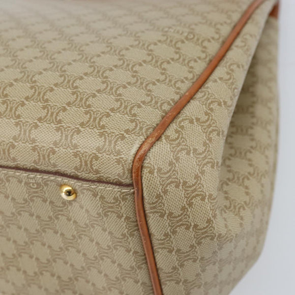 CELINE Macadam Canvas Tote Bag PVC Beige Gold Auth ARZ058V