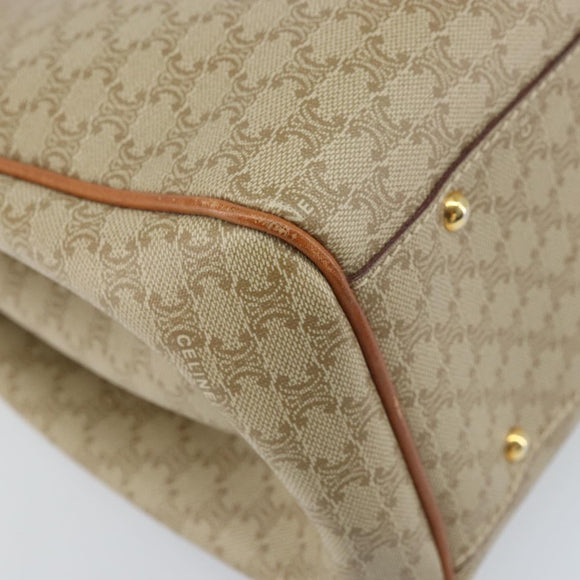 CELINE Macadam Canvas Tote Bag PVC Beige Gold Auth ARZ058V