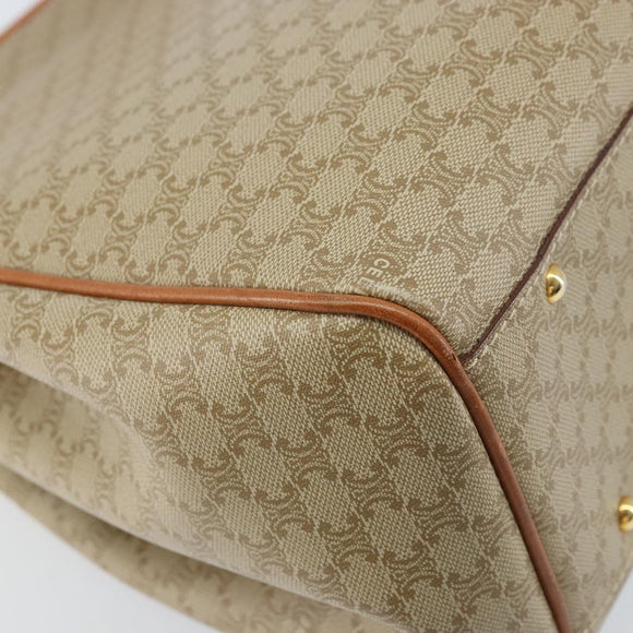 CELINE Macadam Canvas Tote Bag PVC Beige Gold Auth ARZ058V