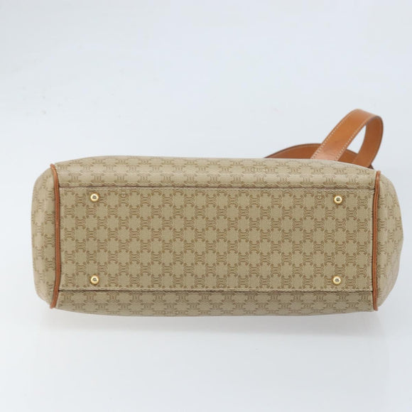 CELINE Macadam Canvas Tote Bag PVC Beige Gold Auth ARZ058V