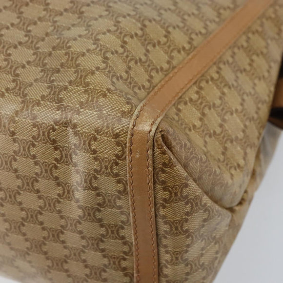 CELINE Macadam Canvas Hand Bag PVC Beige Gold Auth ARZ059