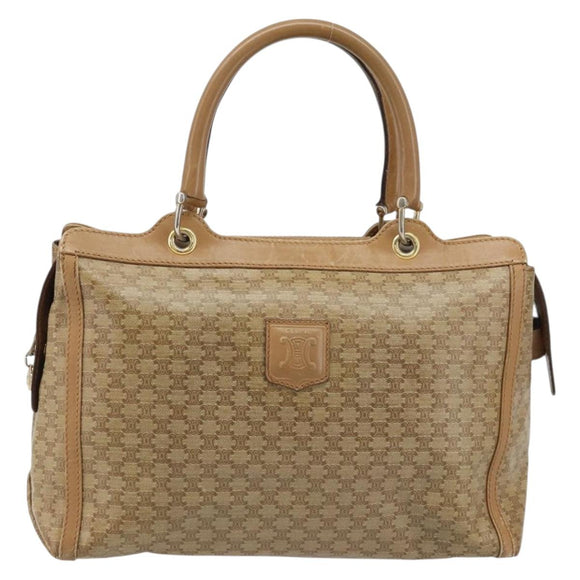 CELINE Macadam Canvas Hand Bag PVC Beige Gold Auth ARZ059