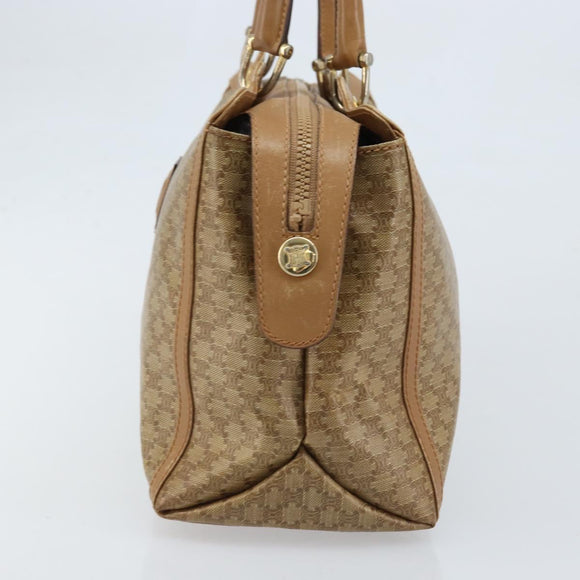 CELINE Macadam Canvas Hand Bag PVC Beige Gold Auth ARZ059