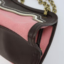BOTTEGA VENETA Ketting Handtas Leer Canvas 2-weg Outlet Roze Goud Auth ARZ067V-9