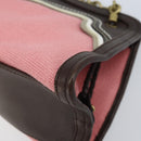 BOTTEGA VENETA Ketting Handtas Leer Canvas 2-weg Outlet Roze Goud Auth ARZ067V-15