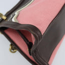 BOTTEGA VENETA Chain Hand Bag Leather Canvas 2way Outlet Pink Gold Auth ARZ067V-16