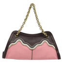 BOTTEGA VENETA Ketting Handtas Leer Canvas 2-weg Outlet Roze Goud Auth ARZ067V-13