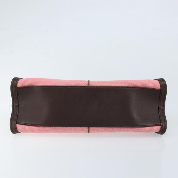 BOTTEGA VENETA Ketting Handtas Leer Canvas 2-weg Outlet Roze Goud Auth ARZ067V