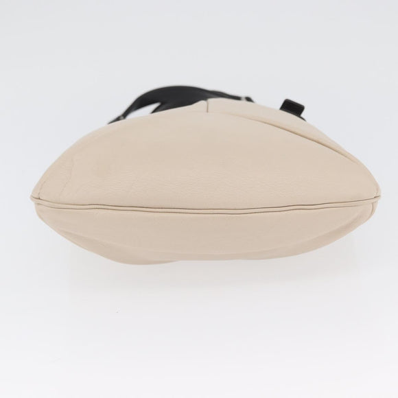 SAINT LAURENT Hand Bag Leather Ivory Silver Auth ARZ068