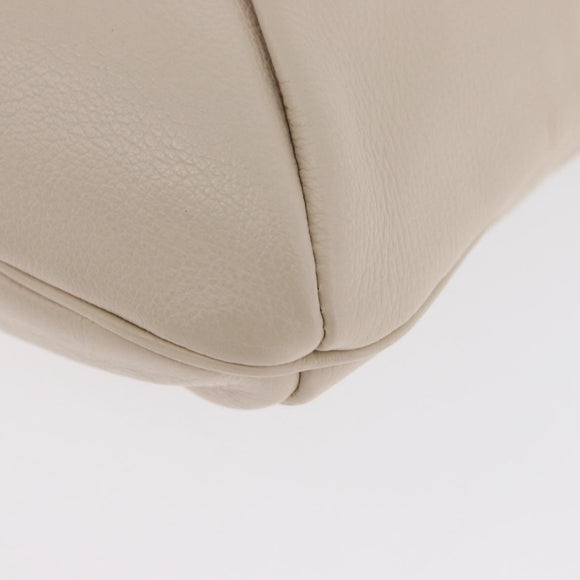 SAINT LAURENT Hand Bag Leather Ivory Silver Auth ARZ068