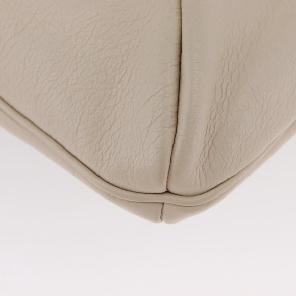 SAINT LAURENT Hand Bag Leather Ivory Silver Auth ARZ068