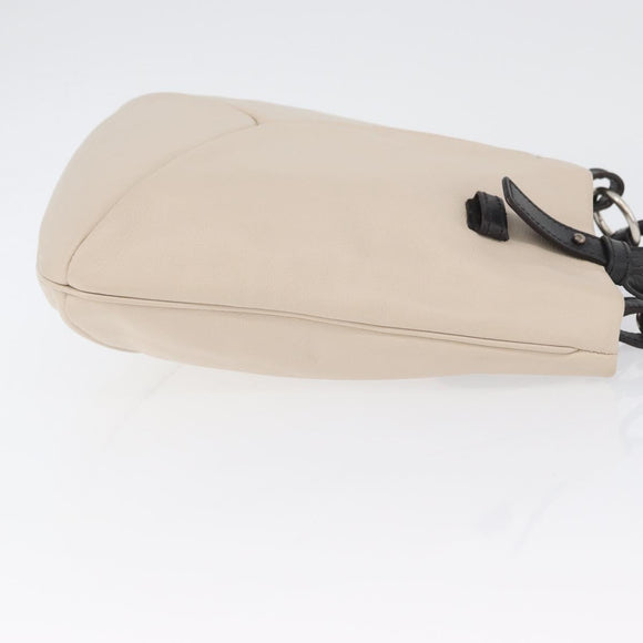 SAINT LAURENT Hand Bag Leather Ivory Silver Auth ARZ068