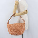 CHANEL Matelasse Shoulder Bag Lamb Skin Orange Gold CC Auth ARZ069V-23