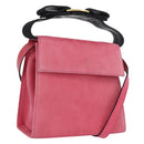 Salvatore Ferragamo Vala Hand Bag Suede 2way Pink Gold Auth ARZ075A-1