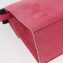 Salvatore Ferragamo Vala Hand Bag Suede 2way Pink Gold Auth ARZ075A-14