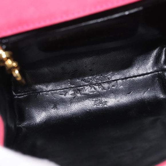 Salvatore Ferragamo Vala Hand Bag Suede 2way Pink Gold Auth ARZ075A