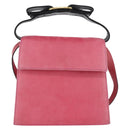 Salvatore Ferragamo Vala Hand Bag Suede 2way Pink Gold Auth ARZ075A-2