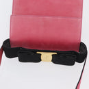 Salvatore Ferragamo Vala Hand Bag Suede 2way Pink Gold Auth ARZ075A-6