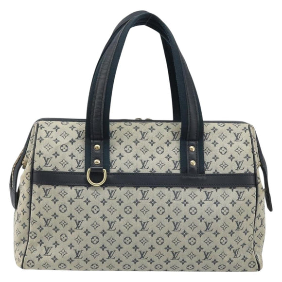 LOUIS VUITTON Monogram Mini Josephine GM Hand Bag Blue M92211 LV Auth ARZ076