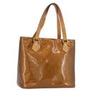 LOUIS VUITTON Monogram Vernis Houston Hand Bag Bronze M91122 LV Auth ARZ080-1