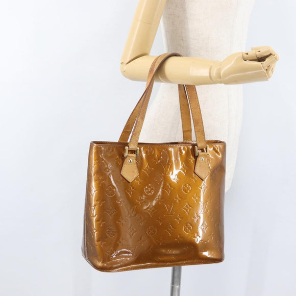 LOUIS VUITTON Monogram Vernis Houston Hand Bag Bronze M91122 LV Auth ARZ080