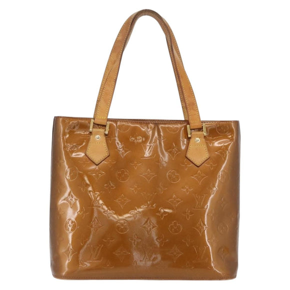 LOUIS VUITTON Monogram Vernis Houston Hand Bag Bronze M91122 LV Auth ARZ080