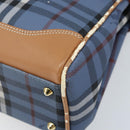 Burberrys Nova Check Hand Bag PVC 2way Blue Gold Auth ARZ085-9