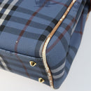Burberrys Nova Check Hand Bag PVC 2way Blue Gold Auth ARZ085-17