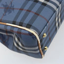 Burberrys Nova Check Hand Bag PVC 2way Blue Gold Auth ARZ085-18