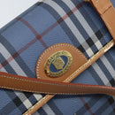 Burberrys Nova Check Hand Bag PVC 2way Blue Gold Auth ARZ085-19