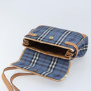 Burberrys Nova Check Hand Bag PVC 2way Blue Gold Auth ARZ085-10