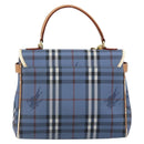 Burberrys Nova Check Hand Bag PVC 2way Blue Gold Auth ARZ085-2