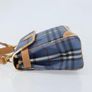 Burberrys Nova Check Hand Bag PVC 2way Blue Gold Auth ARZ085-4