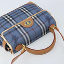 Burberrys Nova Check Hand Bag PVC 2way Blue Gold Auth ARZ085-6