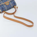 Burberrys Nova Check Hand Bag PVC 2way Blue Gold Auth ARZ085-8