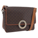 CELINE Macadam Canvas Circle Shoulder Bag PVC Leather Brown Gold Auth ARZ089-1