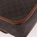 CELINE Macadam Canvas Circle Shoulder Bag PVC Leather Brown Gold Auth ARZ089-15