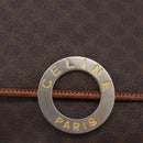 CELINE Macadam Canvas Circle Shoulder Bag PVC Leather Brown Gold Auth ARZ089-17