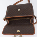 CELINE Macadam Canvas Circle Shoulder Bag PVC Leather Brown Gold Auth ARZ089-10