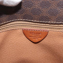 CELINE Macadam Canvas Circle Shoulder Bag PVC Leather Brown Gold Auth ARZ089-12