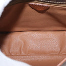 CELINE Macadam Canvas Circle Shoulder Bag PVC Leather Brown Gold Auth ARZ089-11