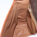 CELINE Macadam Canvas Circle Shoulder Bag PVC Leather Brown Gold Auth ARZ089-19