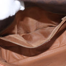 CELINE Macadam Canvas Circle Shoulder Bag PVC Leather Brown Gold Auth ARZ089-21