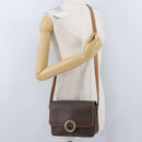 CELINE Macadam Canvas Circle Shoulder Bag PVC Leather Brown Gold Auth ARZ089-23