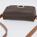CELINE Macadam Canvas Circle Shoulder Bag PVC Leather Brown Gold Auth ARZ089-6
