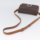 CELINE Macadam Canvas Circle Shoulder Bag PVC Leather Brown Gold Auth ARZ089-7
