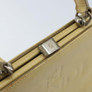 FENDI Handtasche Leder Elfenbein Silber Auth ARZ093-15