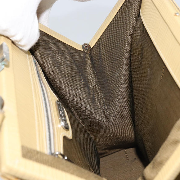 FENDI Handtasche Leder Elfenbein Silber Auth ARZ093