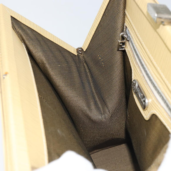 FENDI Handtasche Leder Elfenbein Silber Auth ARZ093