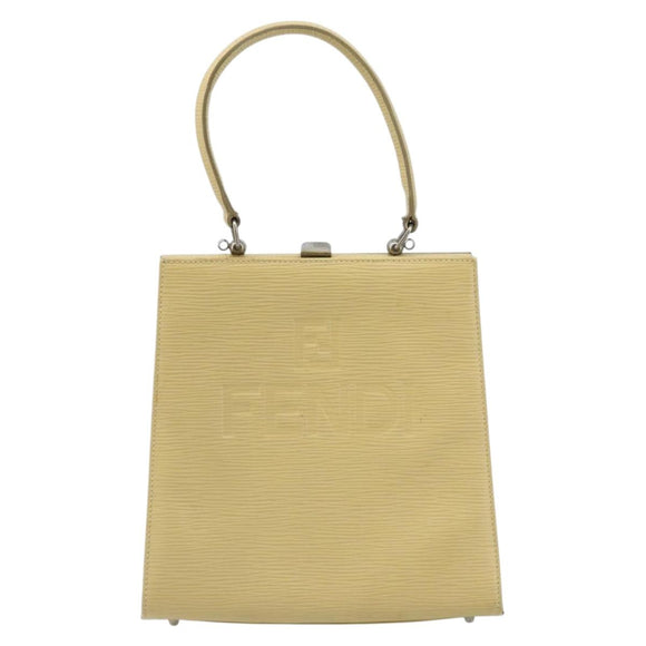 FENDI Handtasche Leder Elfenbein Silber Auth ARZ093